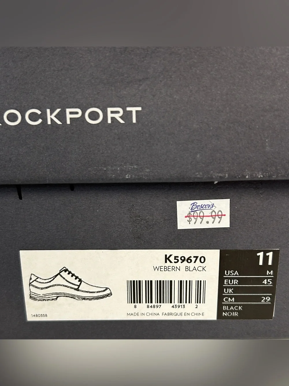 Rockport Leather NOS Adiprene by Adidas Webern Black Oxford Shoes Mens 11
